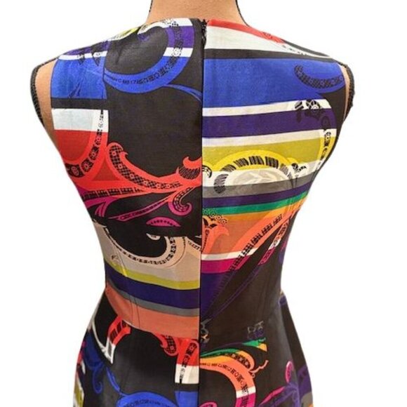 Trina Turk Black Mini Dress with Oversized Colorful Paisley Print – Size 8 - Picture 6 of 9